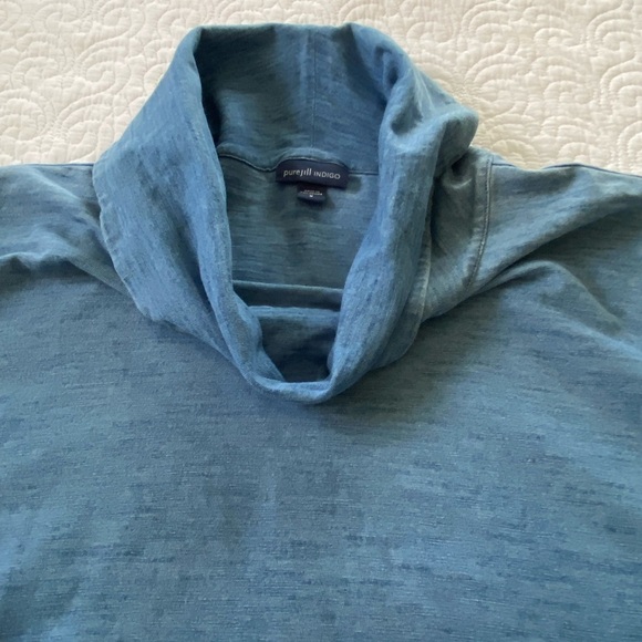 Pure Jill Indigo Cowl Neck Tunic Top Minimalist Chic Loungewear Relaxed Fit - Picture 6 of 11